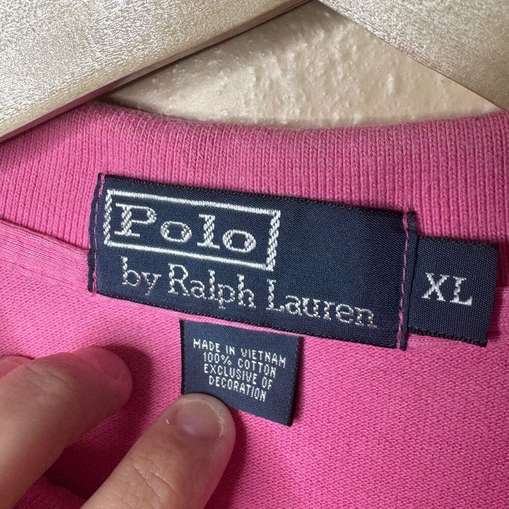 Polo Ralph Lauren Shirt Men's XL Pink Polo Cricket Crest Logo Short Sleeve - Picture 7 of 7